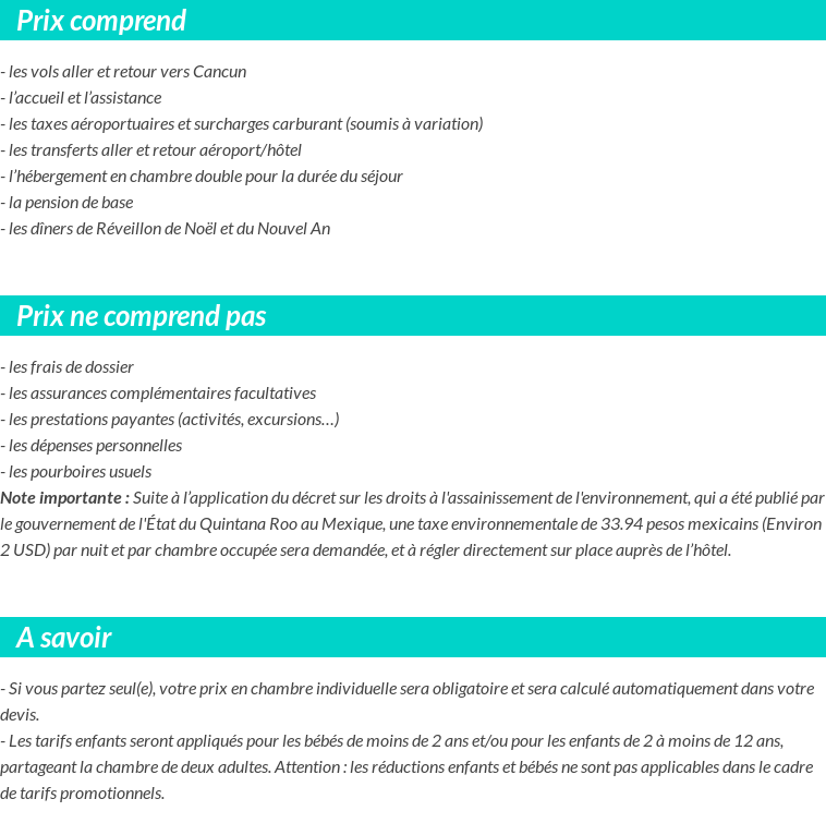 Conditions tarifaires