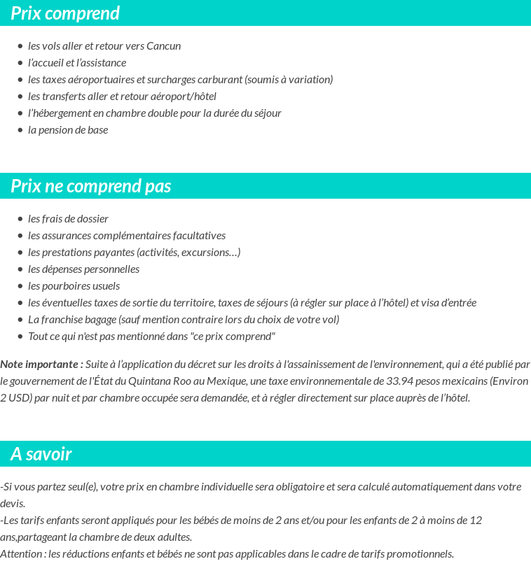 Conditions tarifaires