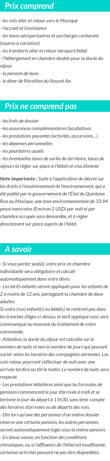 Conditions tarifaires