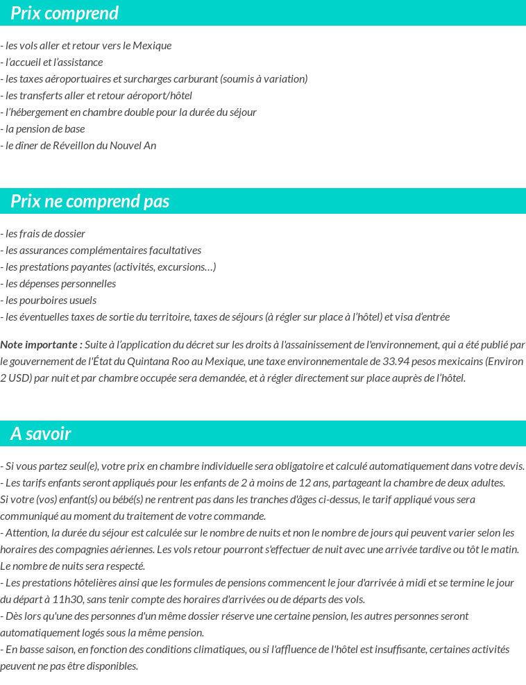 Conditions tarifaires