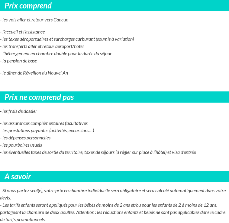 Conditions tarifaires