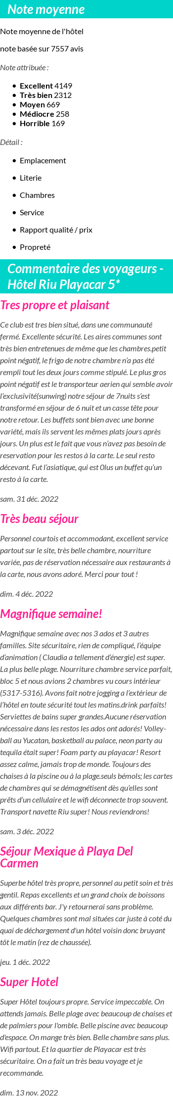 Avis clients