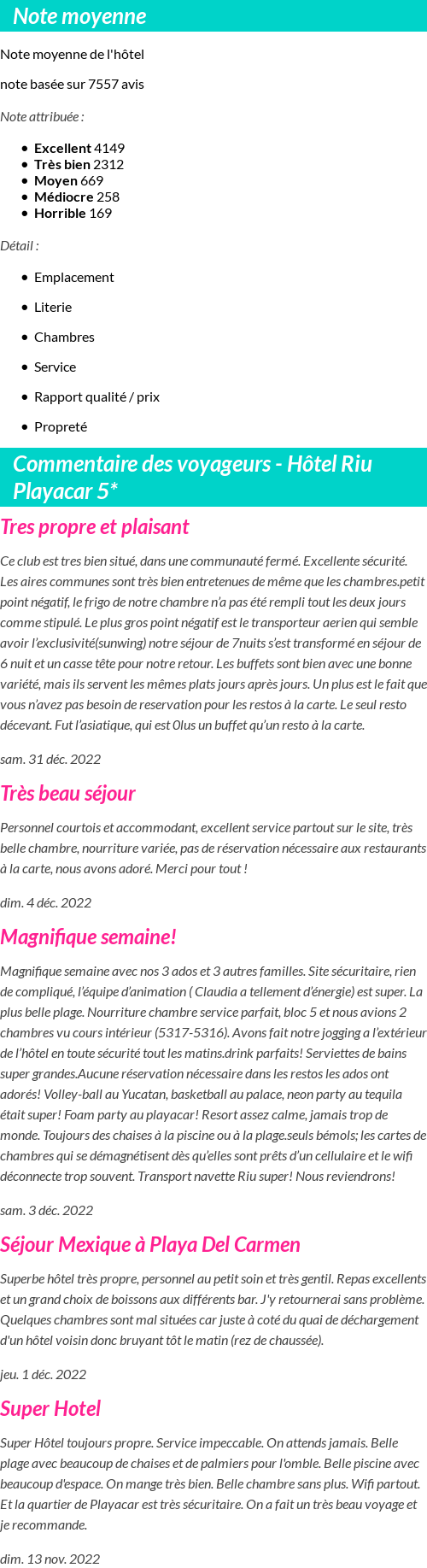 Avis clients