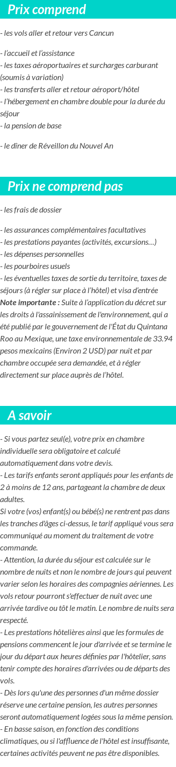 Conditions tarifaires