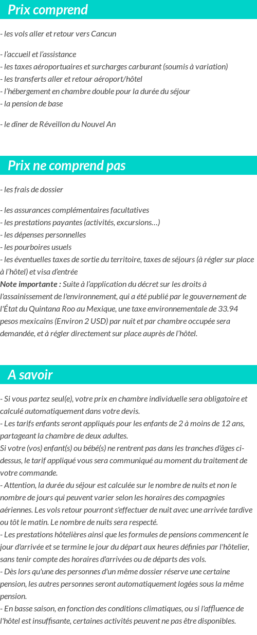 Conditions tarifaires