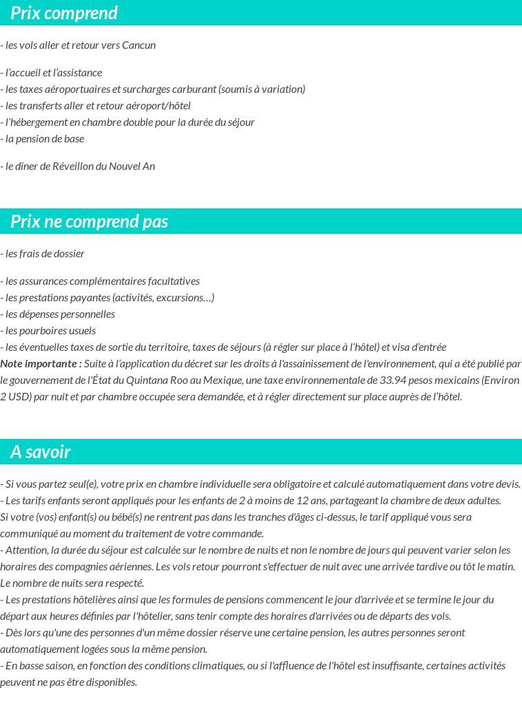 Conditions tarifaires