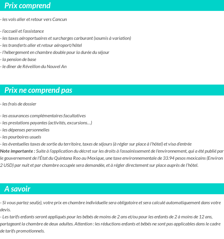 Conditions tarifaires