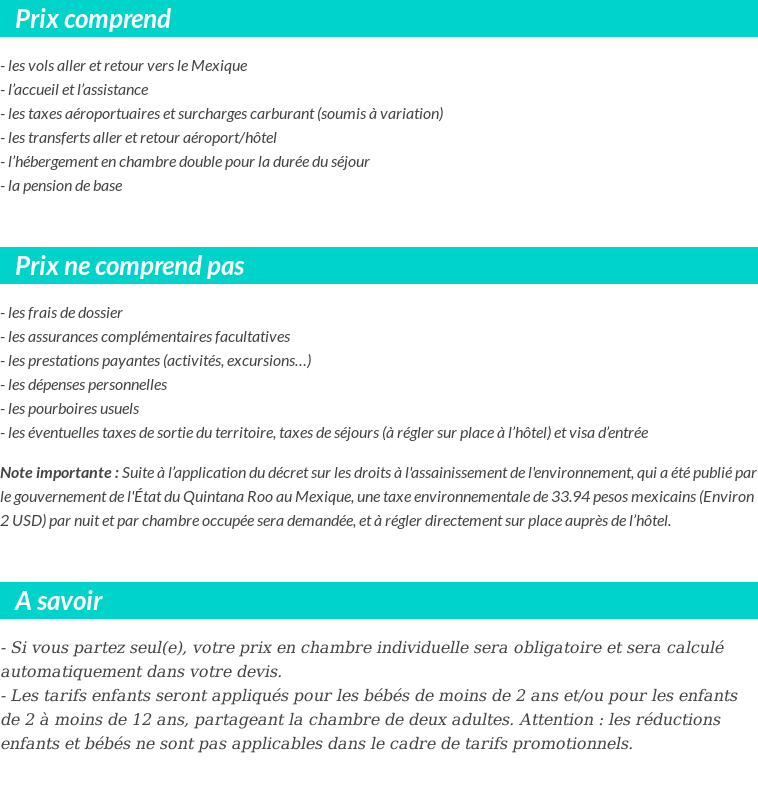Conditions tarifaires