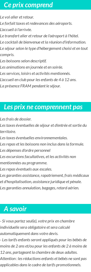 Conditions tarifaires