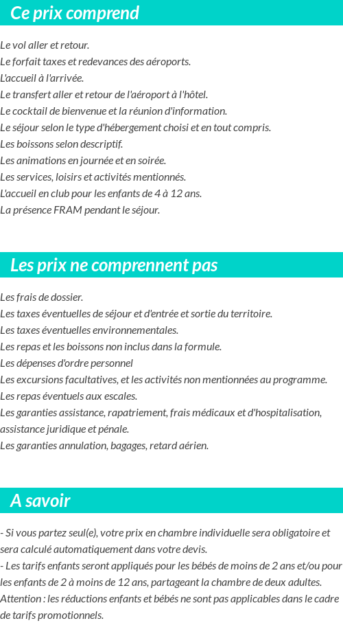 Conditions tarifaires