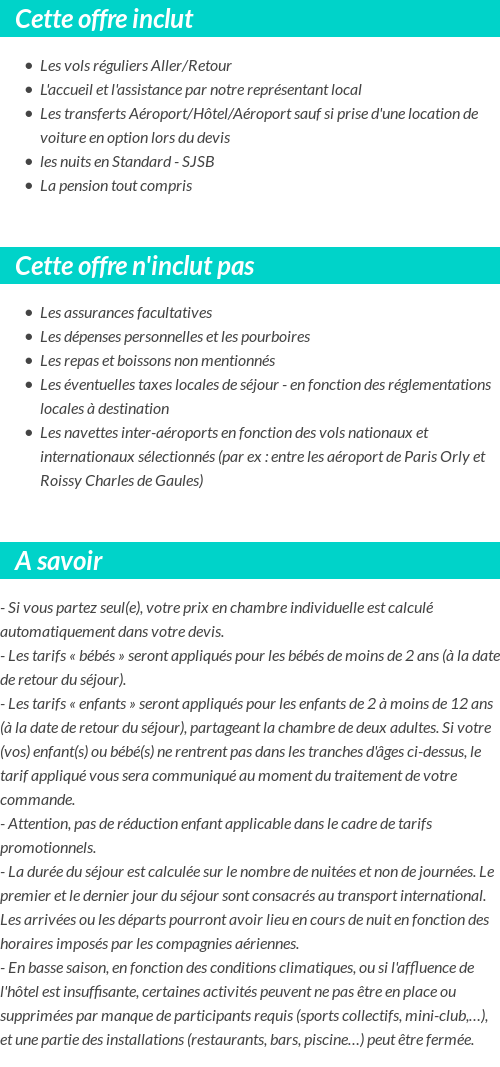 Conditions tarifaires