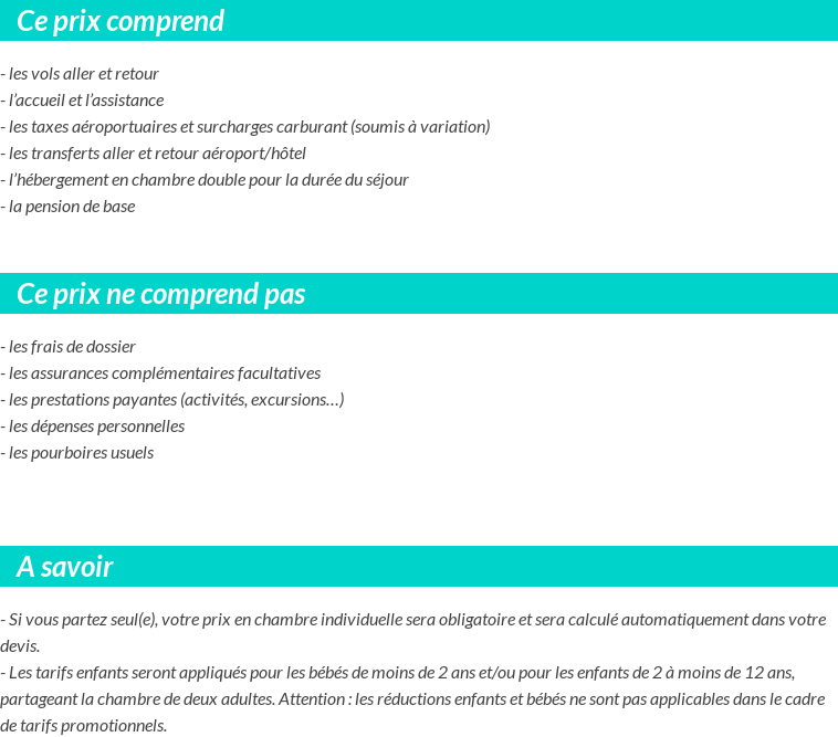 Conditions tarifaires