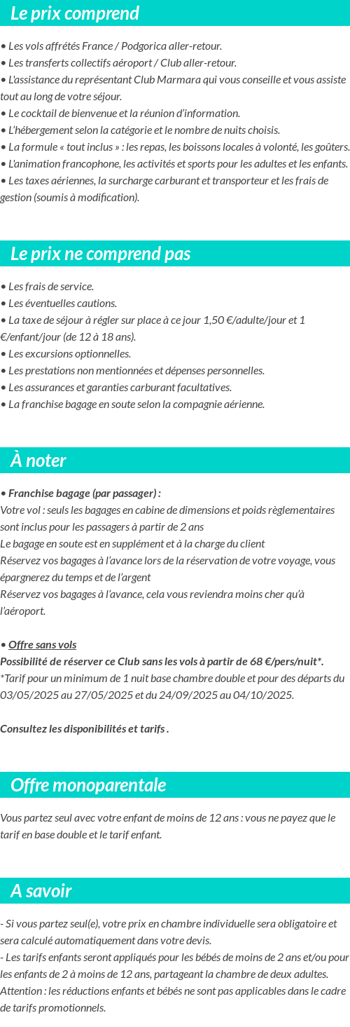 Conditions tarifaires