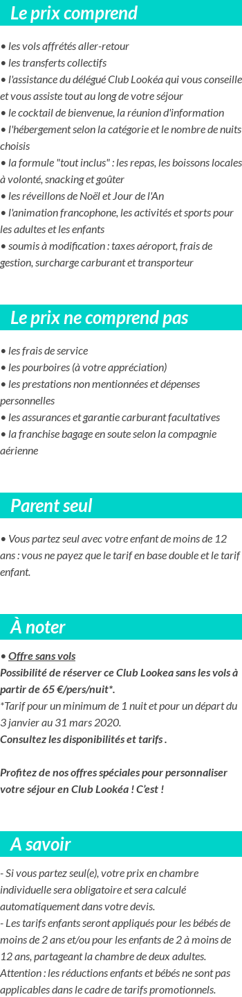 Conditions tarifaires