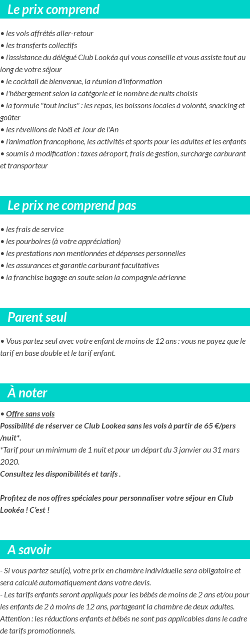 Conditions tarifaires
