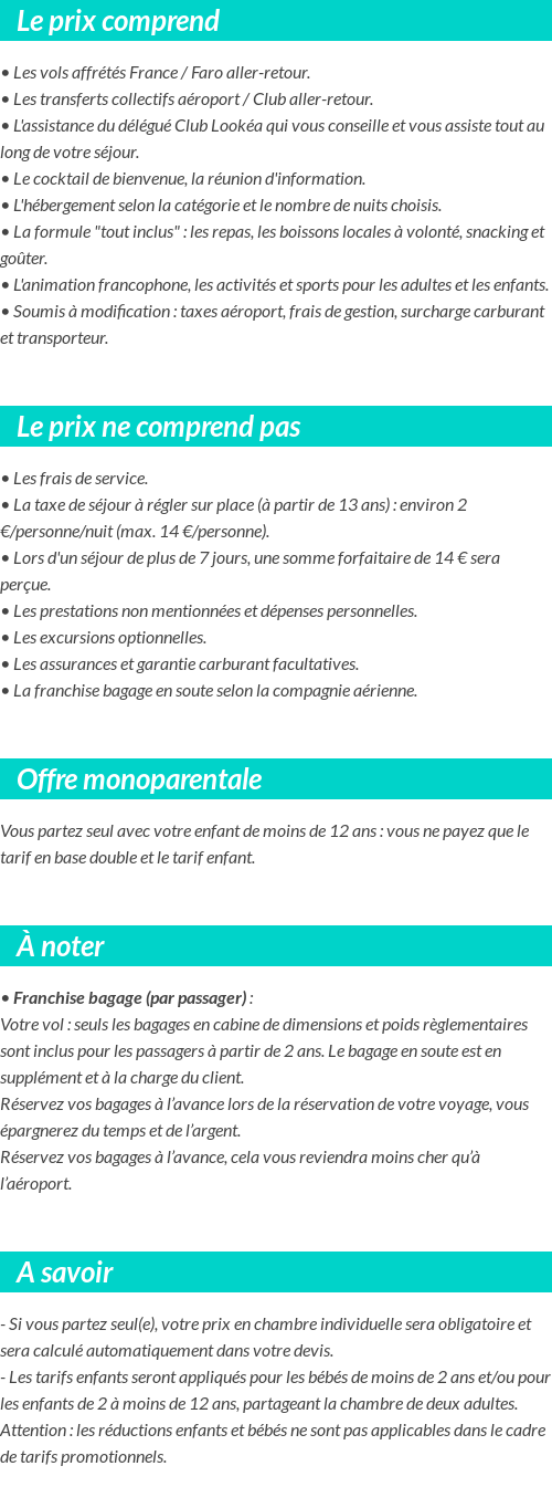 Conditions tarifaires