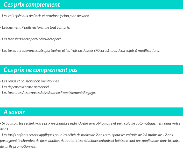 Conditions tarifaires