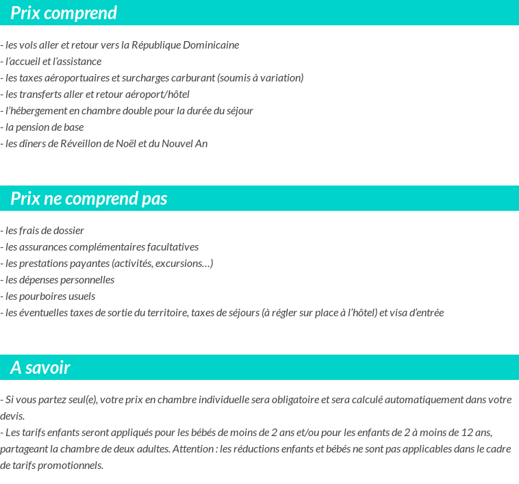 Conditions tarifaires