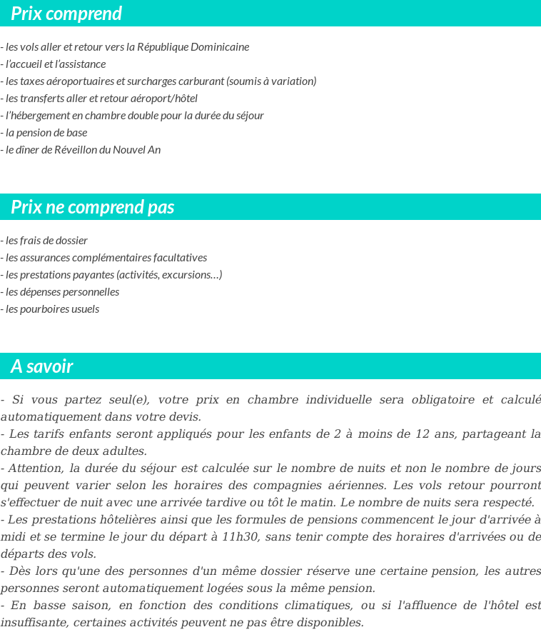 Conditions tarifaires