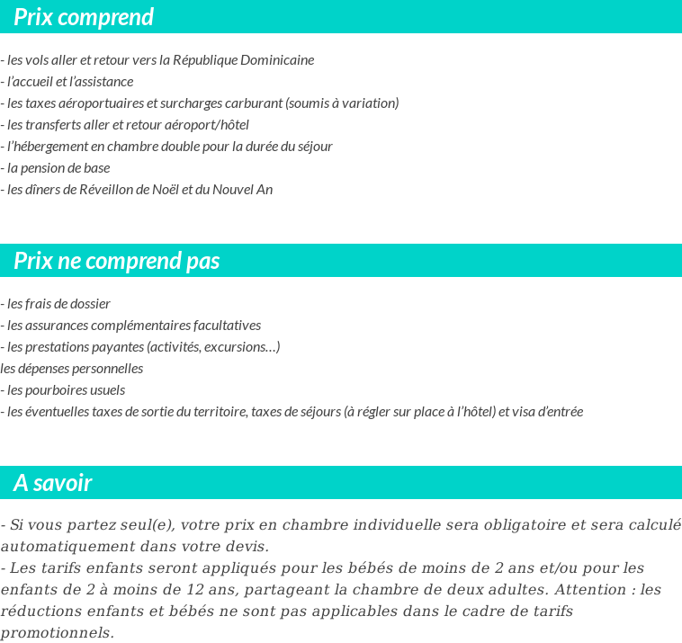 Conditions tarifaires