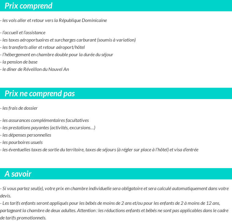 Conditions tarifaires