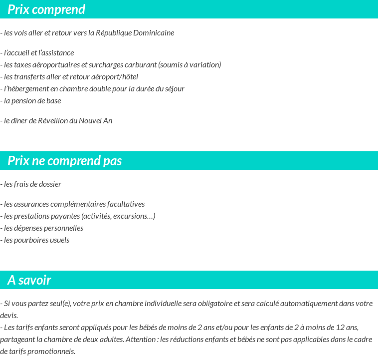 Conditions tarifaires