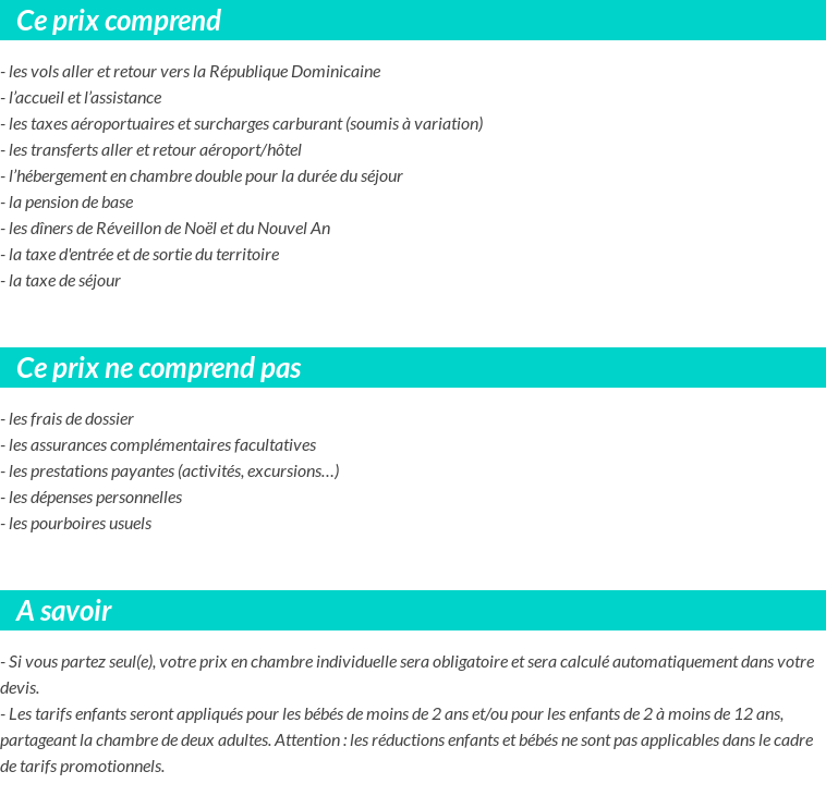 Conditions tarifaires