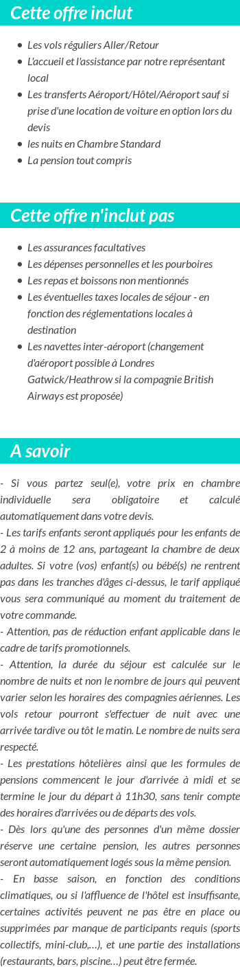Conditions tarifaires
