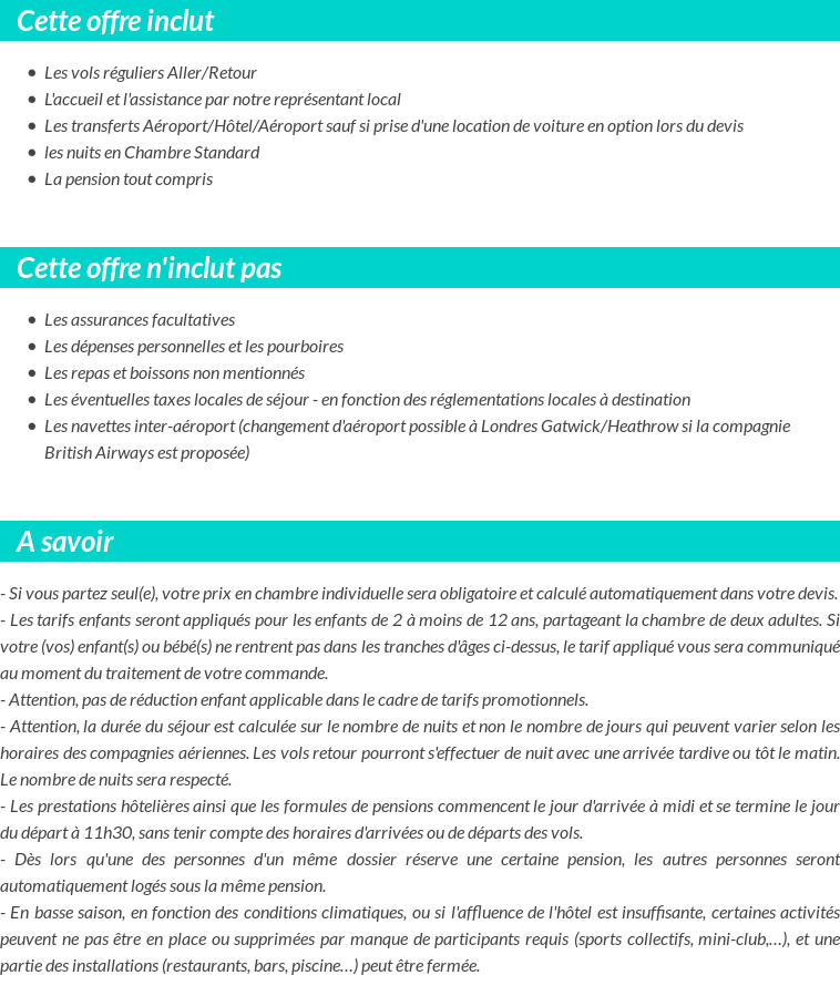 Conditions tarifaires