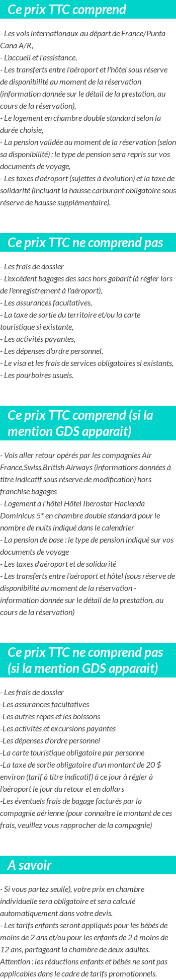 Conditions tarifaires