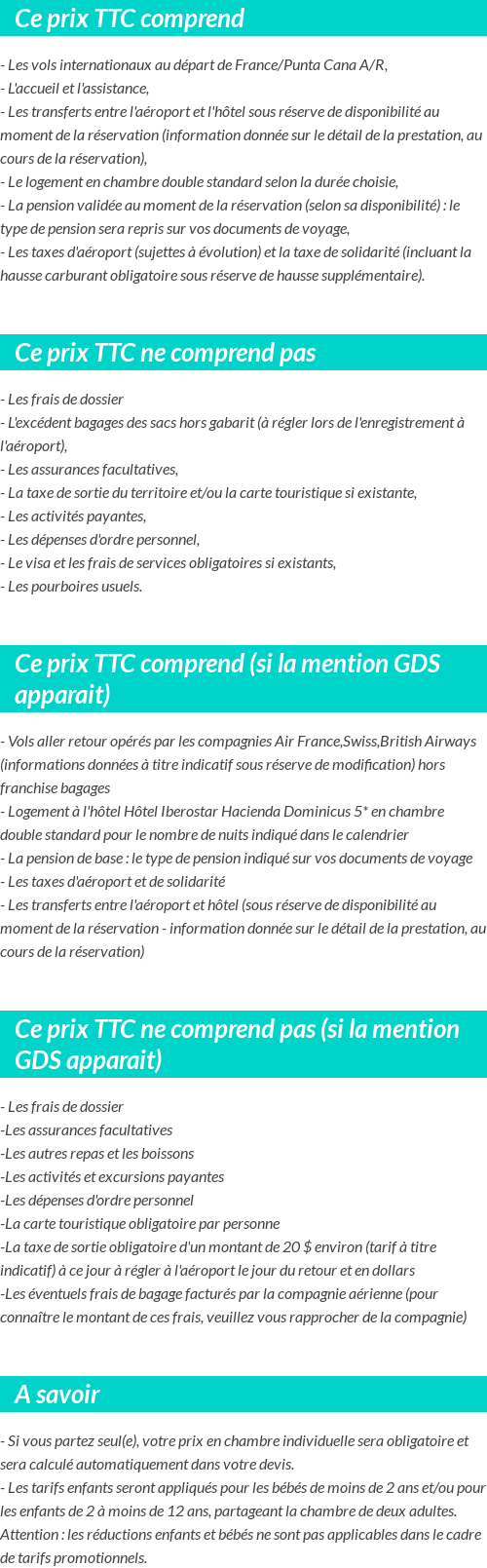 Conditions tarifaires