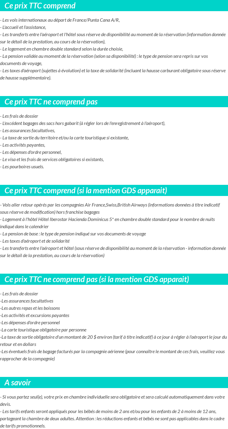 Conditions tarifaires