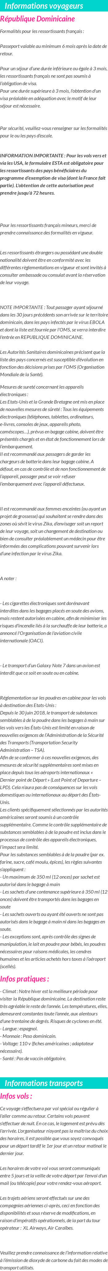 Formalités et infos voyageurs