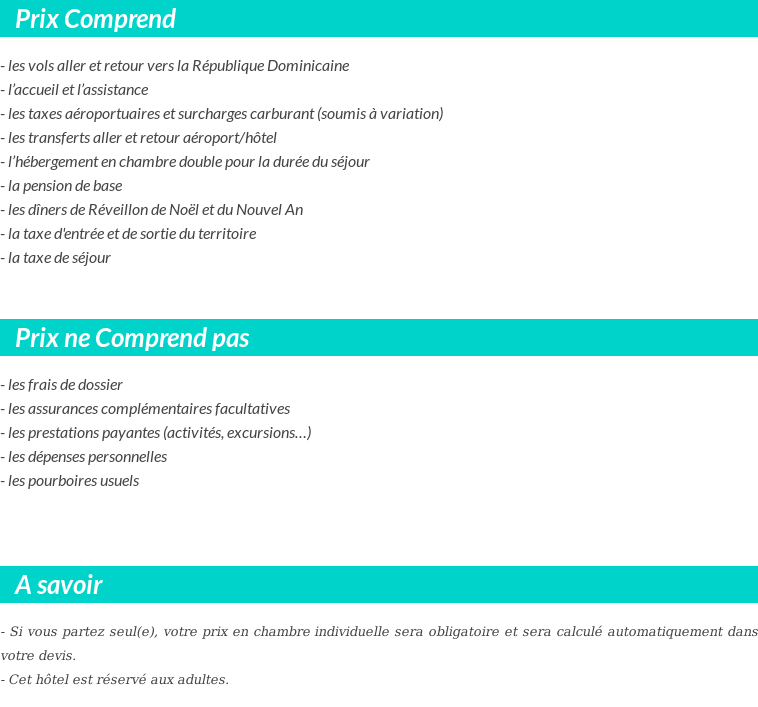 Conditions tarifaires