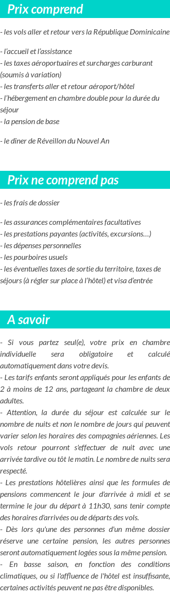 Conditions tarifaires