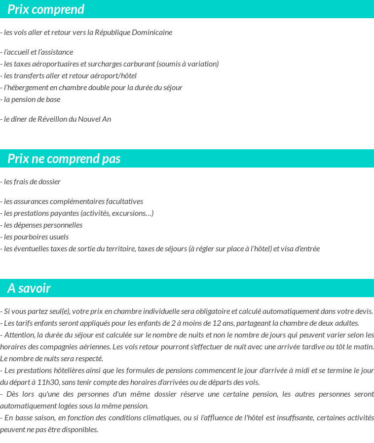 Conditions tarifaires
