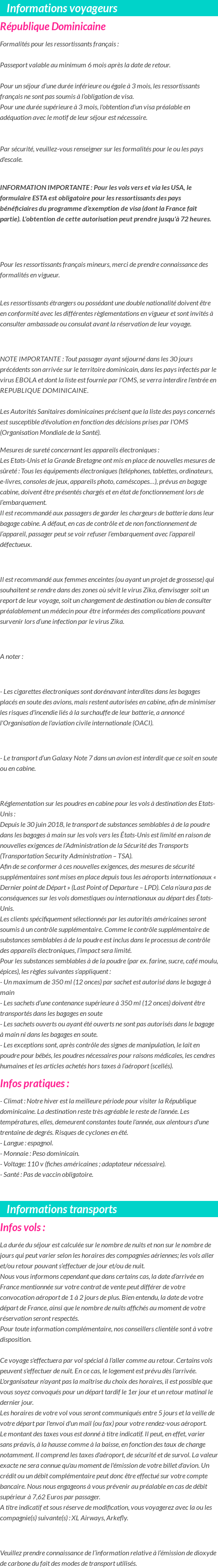 Formalités et infos voyageurs