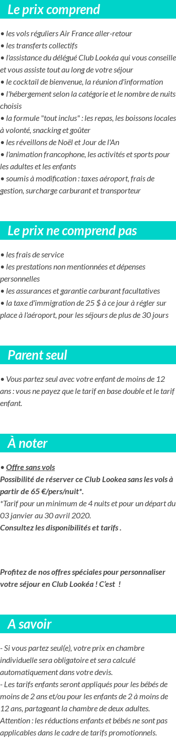 Conditions tarifaires