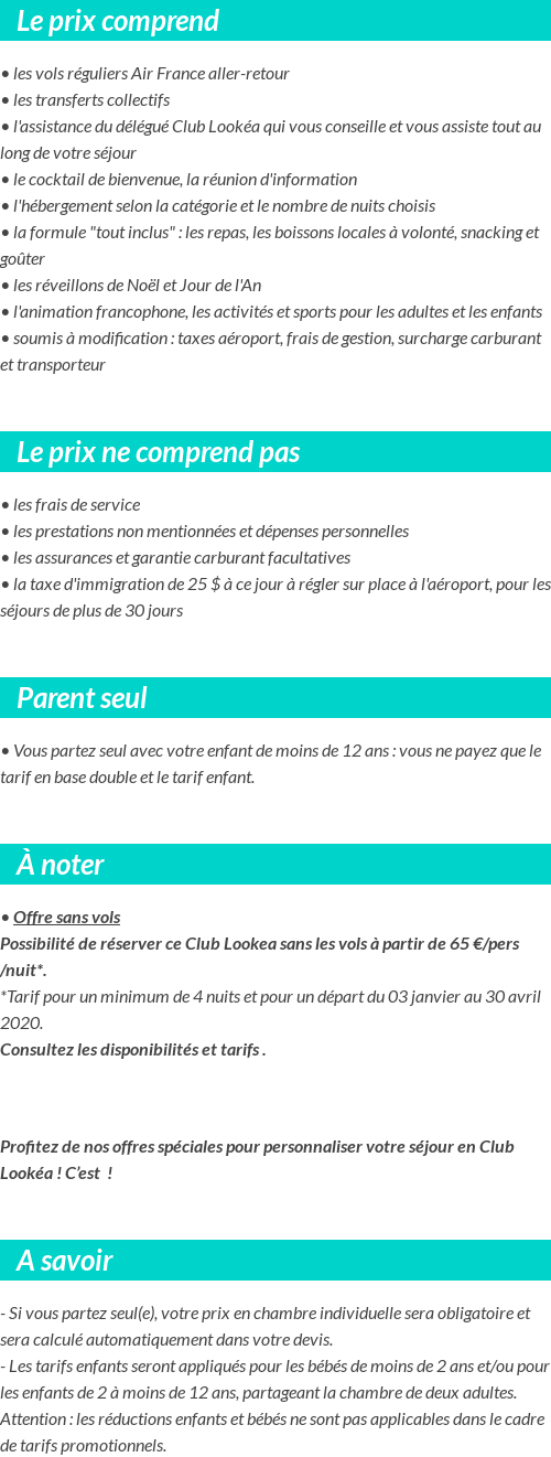 Conditions tarifaires