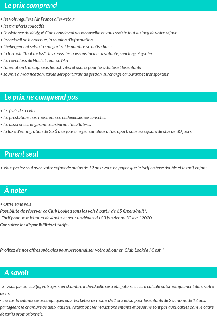 Conditions tarifaires