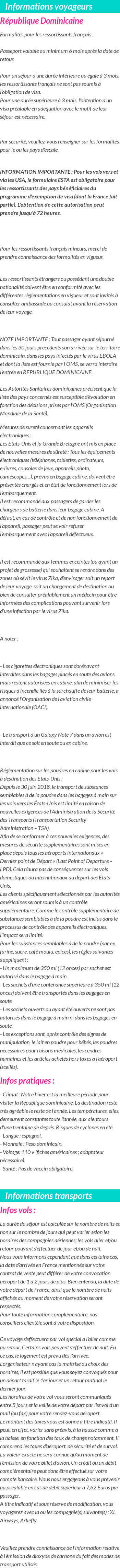 Formalités et infos voyageurs