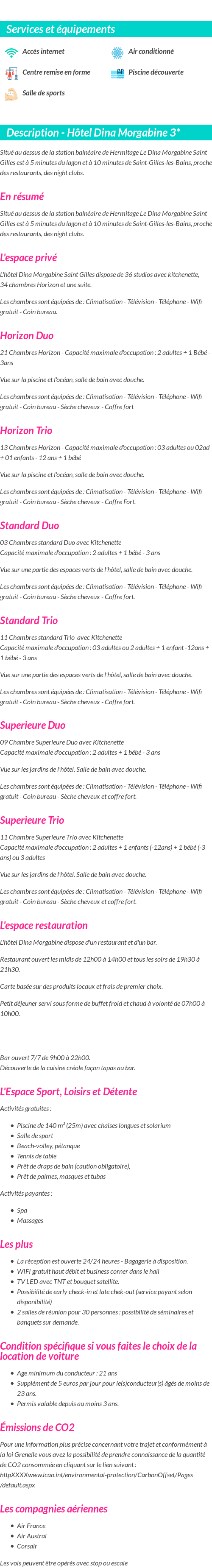 Détails du séjour
