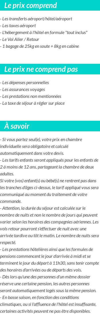 Conditions tarifaires
