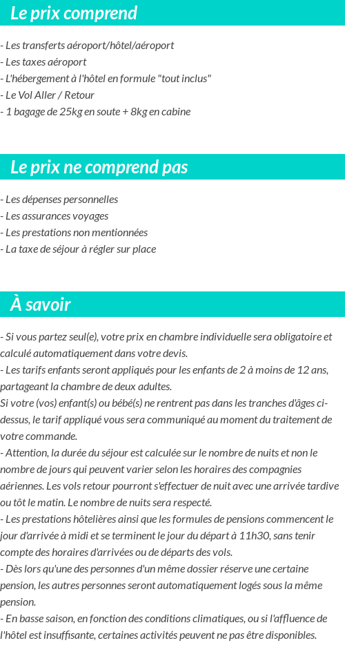 Conditions tarifaires