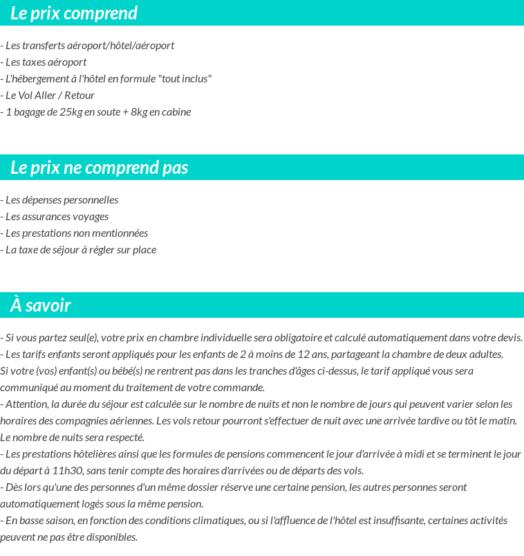 Conditions tarifaires