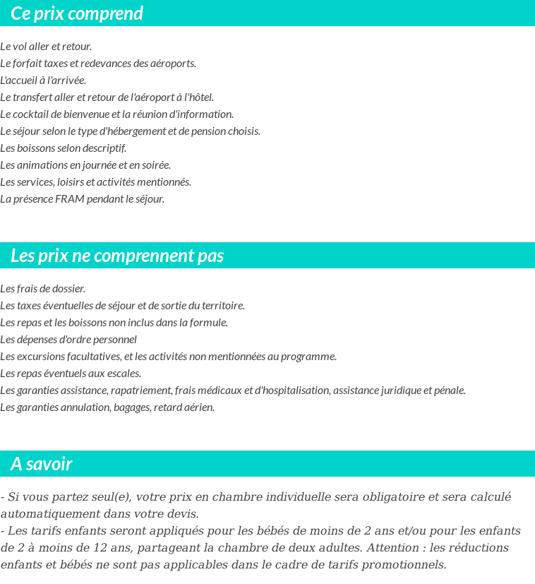 Conditions tarifaires