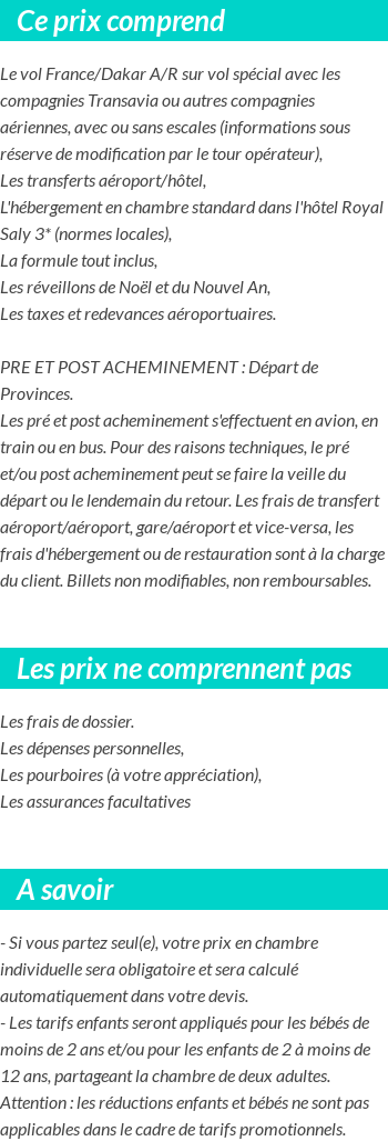 Conditions tarifaires