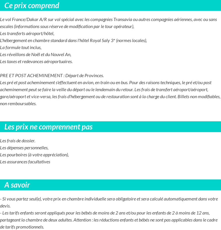 Conditions tarifaires