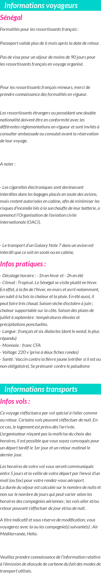 Formalités et infos voyageurs