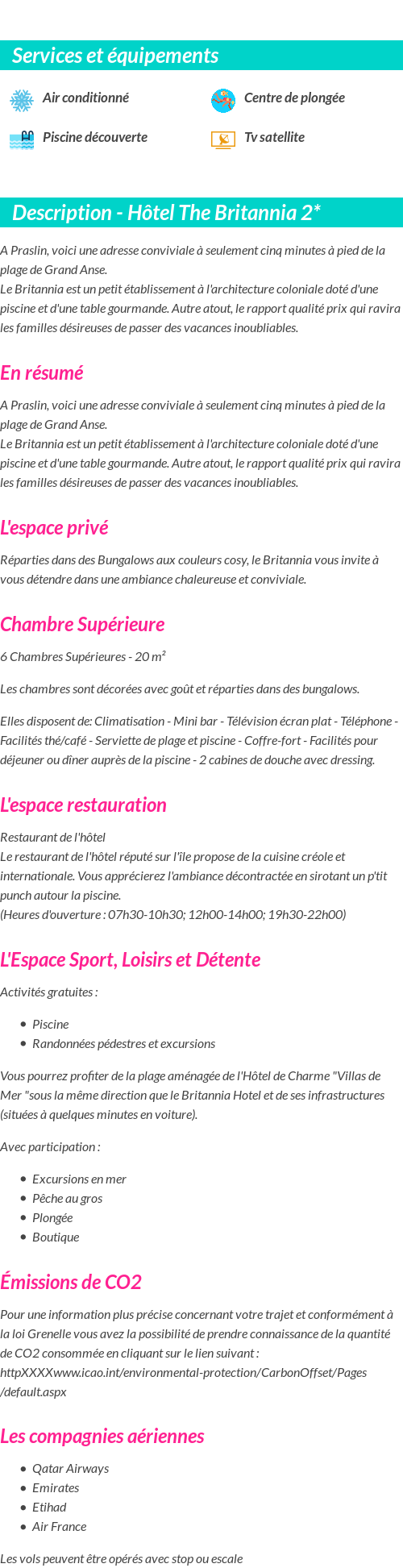 Détails du séjour